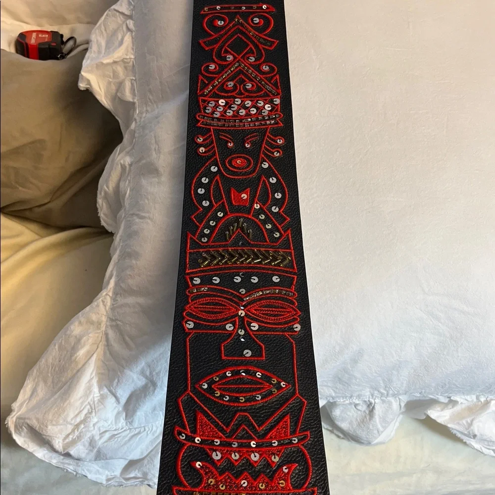 Chico’s wide embellished leather belt